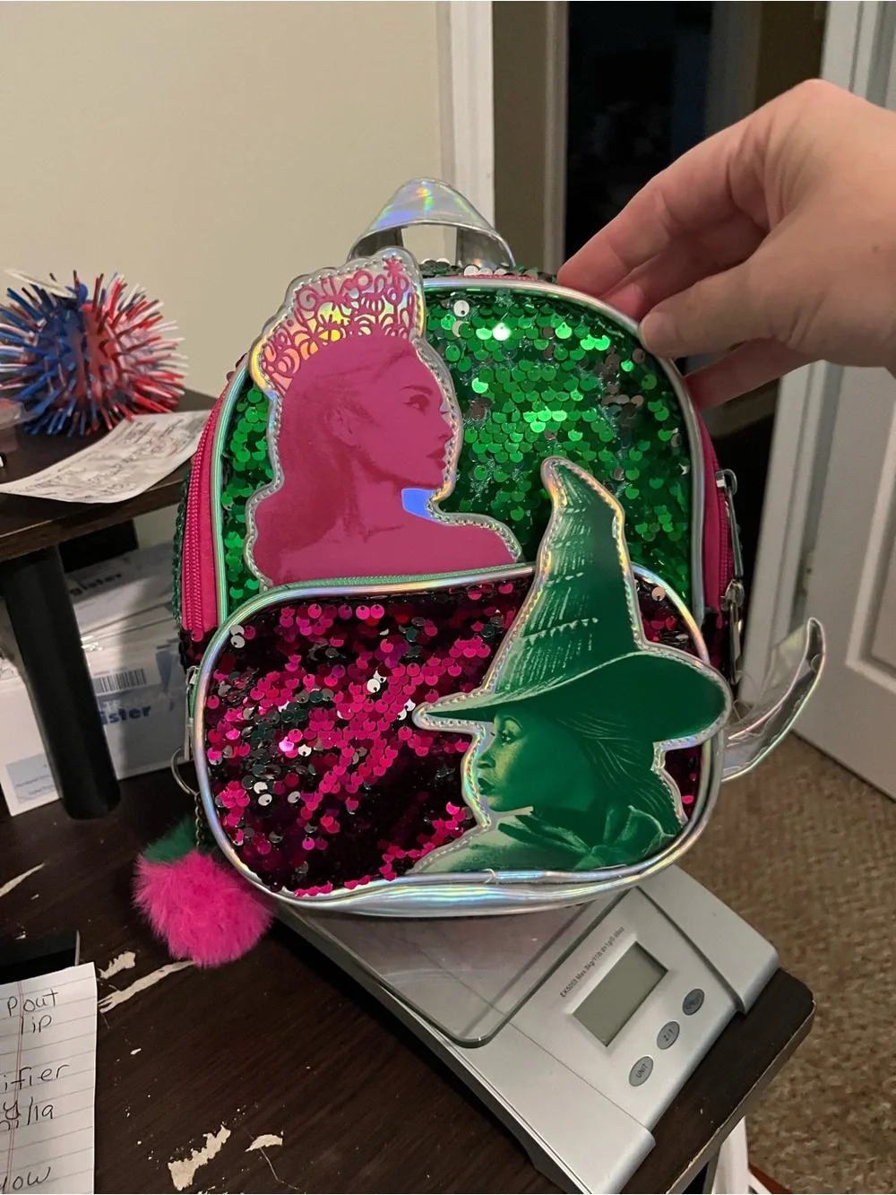 Sequin Reversible Witch & Princess Mini Backpack - Green & Pink